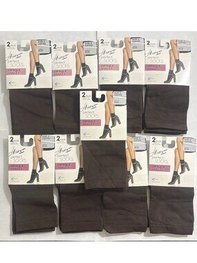 Hanes Perfect Socks Opaque Anklet Womens Size 2 Coffee Sheer Toe 18 Pairs New
